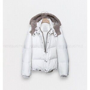 Brunello Cucinelli Jacket Puffer Coat Winter Fur Monili trim Size Women 42 M